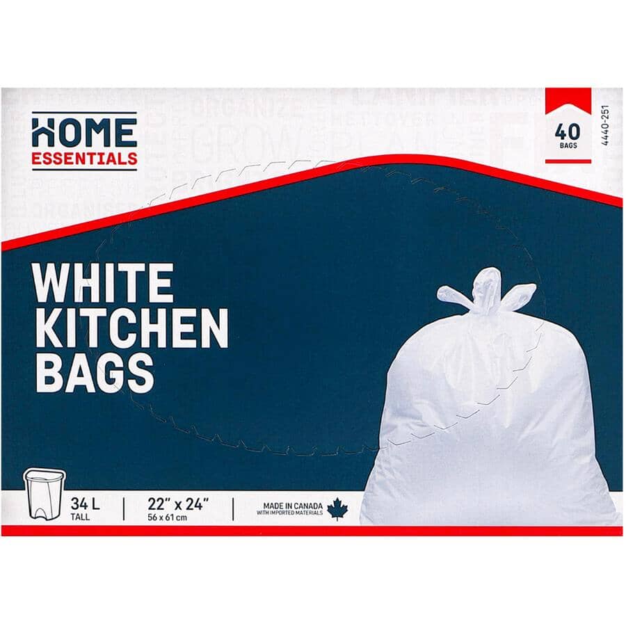 22" x 24" White Garbage Bags - 40 Pack