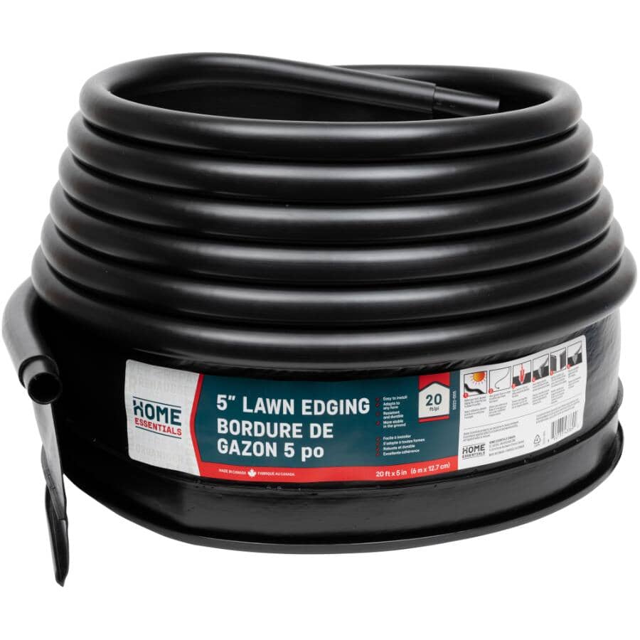 5" x 20' Lawn Edging with Two Connectors - Black