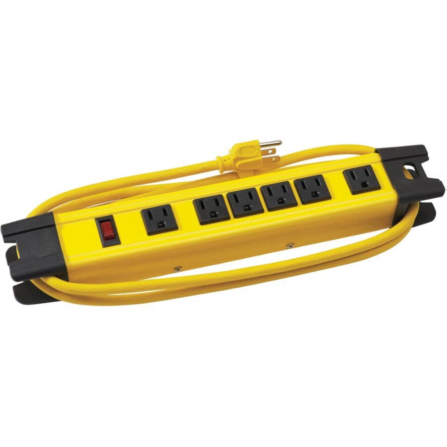 6 Outlet Metal Power Strip - with 6' Cord, Yellow