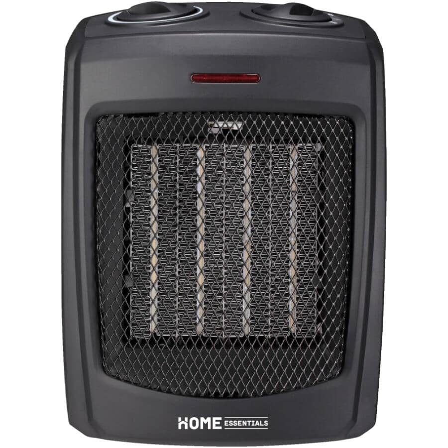 750W - 1500W Ceramic Heater - with Adjustable Thermostat, Black