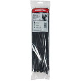 100 Pack 14-1/2" Black Cable Ties for Outdoor Use