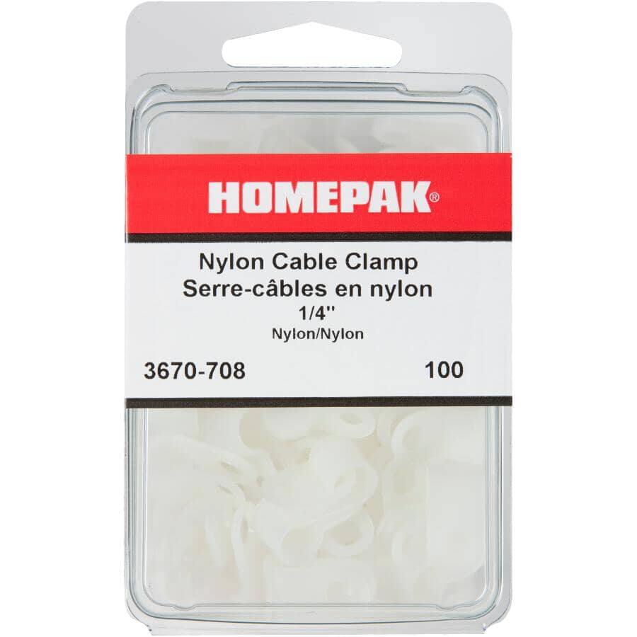 100 Pack 1/4" Natural Nylon Cable Clamps