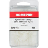 100 Pack 1/4" Natural Nylon Cable Clamps