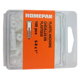 100 Pack #6-8 Plastic Anchors
