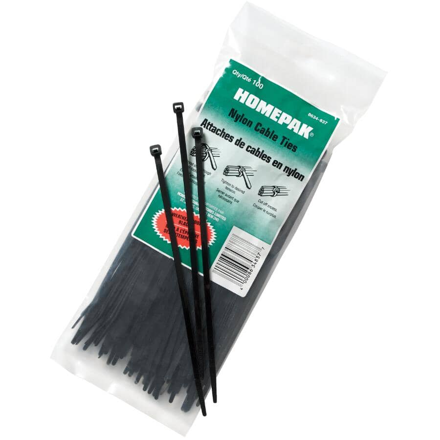 100 Pack 7-7/8" Cable Ties with UV Protection