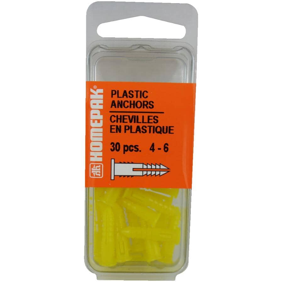 30 Pack #4-6 Plastic Anchors