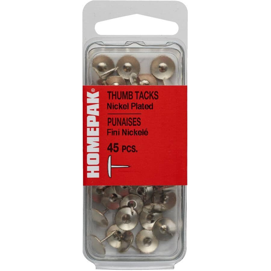 45 Pack #4 x 3/8" Nickel Thumb Tacks