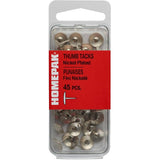 45 Pack #4 x 3/8" Nickel Thumb Tacks