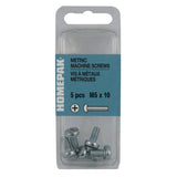 5 Pack M5 x 10mm Zinc Plated Pan Head Machine Screws