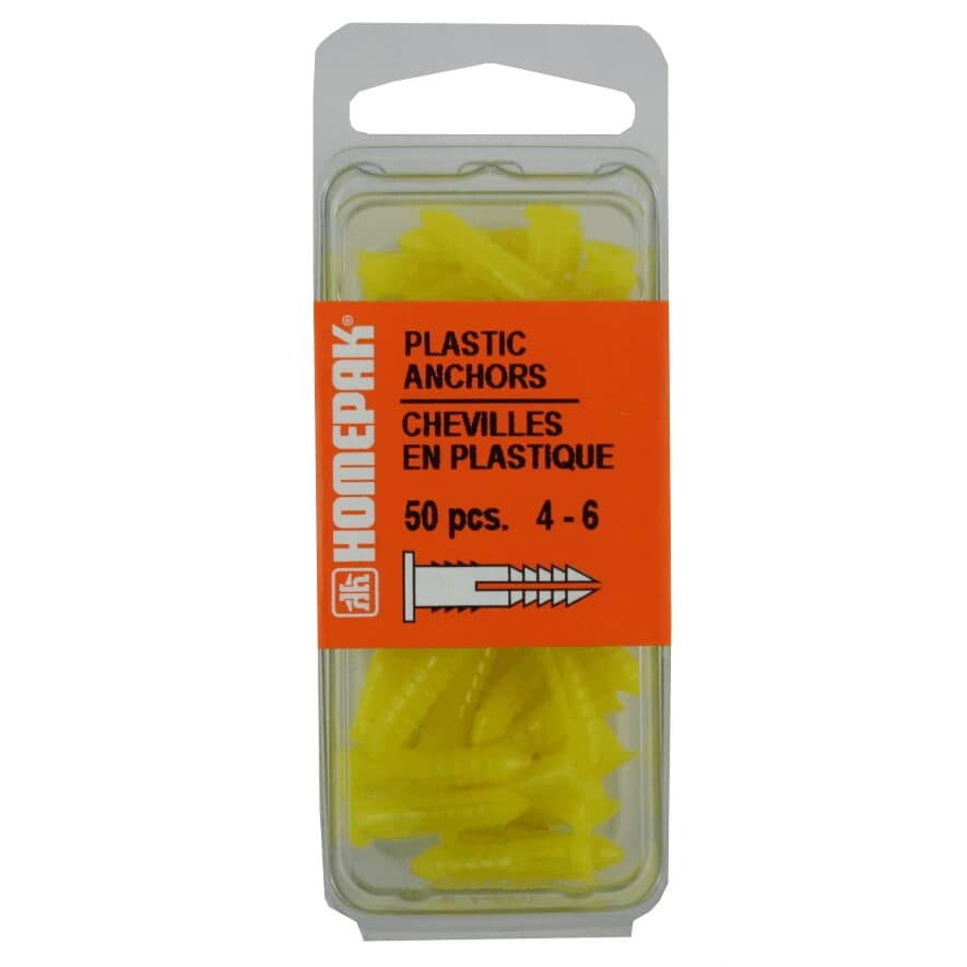 50 Pack #4-6 Plastic Anchors