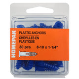 50 Pack #8-10 Plastic Anchors