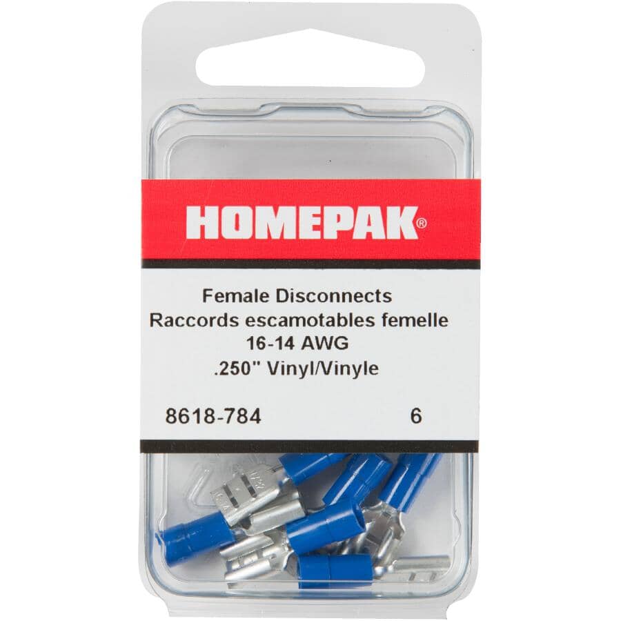 6 Pack 16-14 Insulated Female Tab Terminals