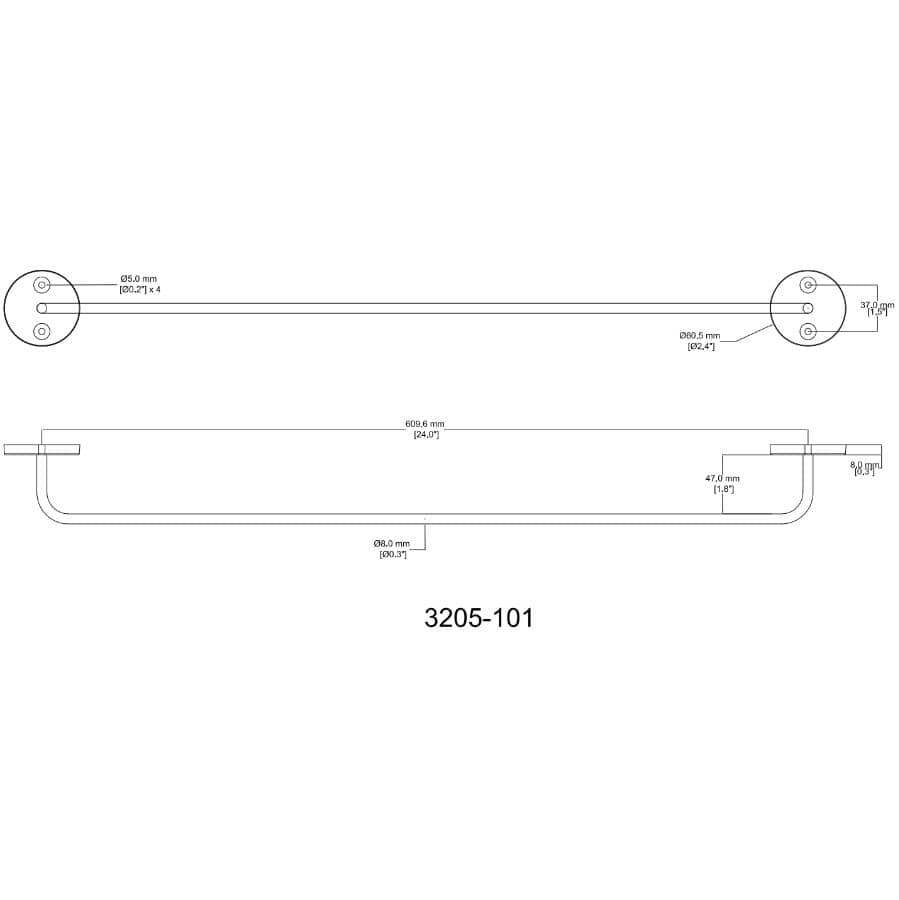 24" Towel Bar - Chrome
