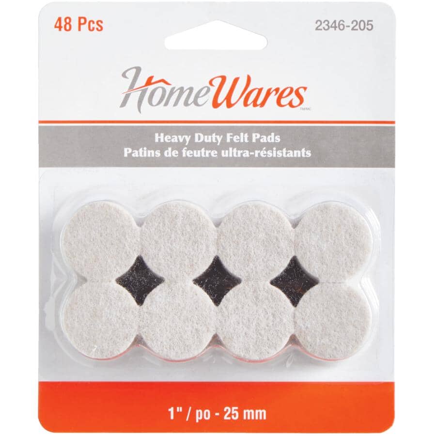 48 Pack 1" Round Heavy Duty Felt Pads