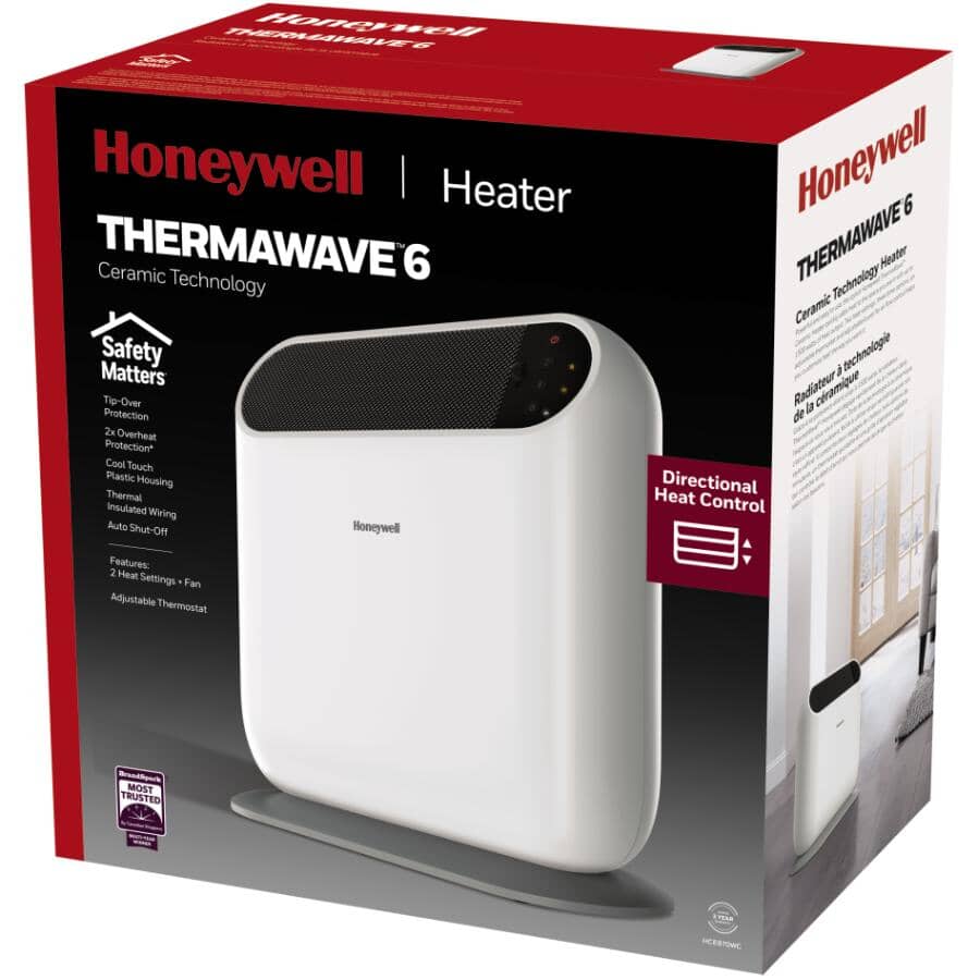 750W / 1500W ThermaWave Ceramic Tower Heater - White