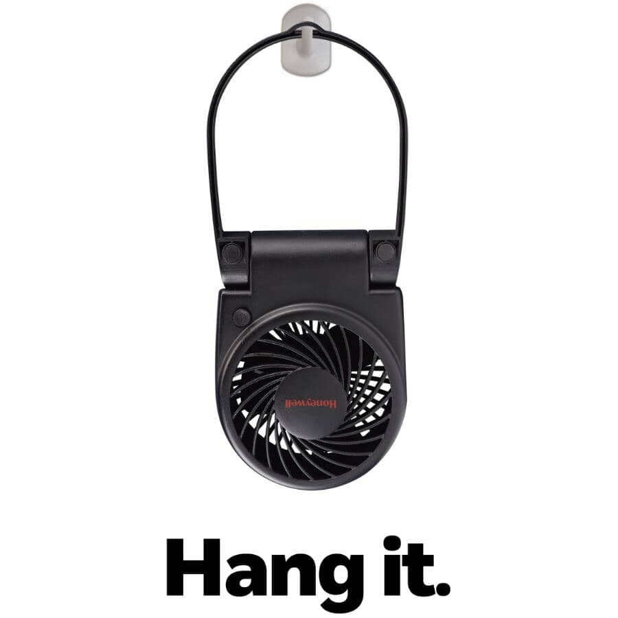 Turbo On The Go Personal Fan - with Portable Folding + USB Cable, Black