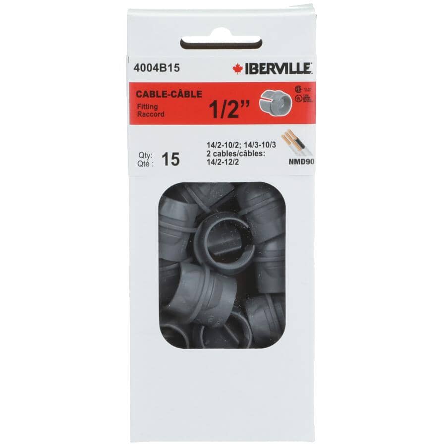 15 Pack 1/2" Snap-In Cable Connectors