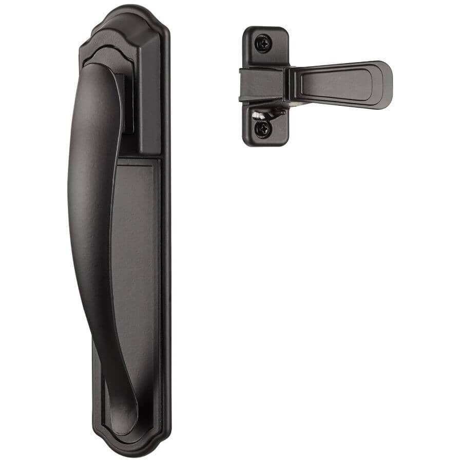 DX Matte Black Pull Screen Door Handle Set with Back Plate