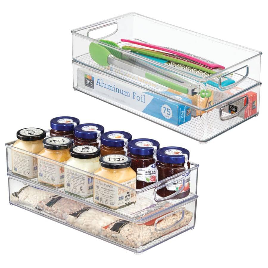 BINZ 16" x 8" x 3" Clear Plastic Bin Organizer - with Handles