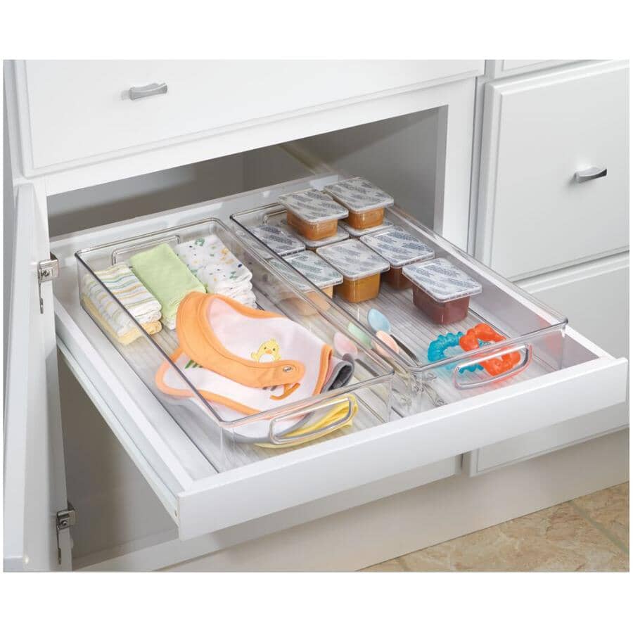 BINZ 16" x 8" x 3" Clear Plastic Bin Organizer - with Handles