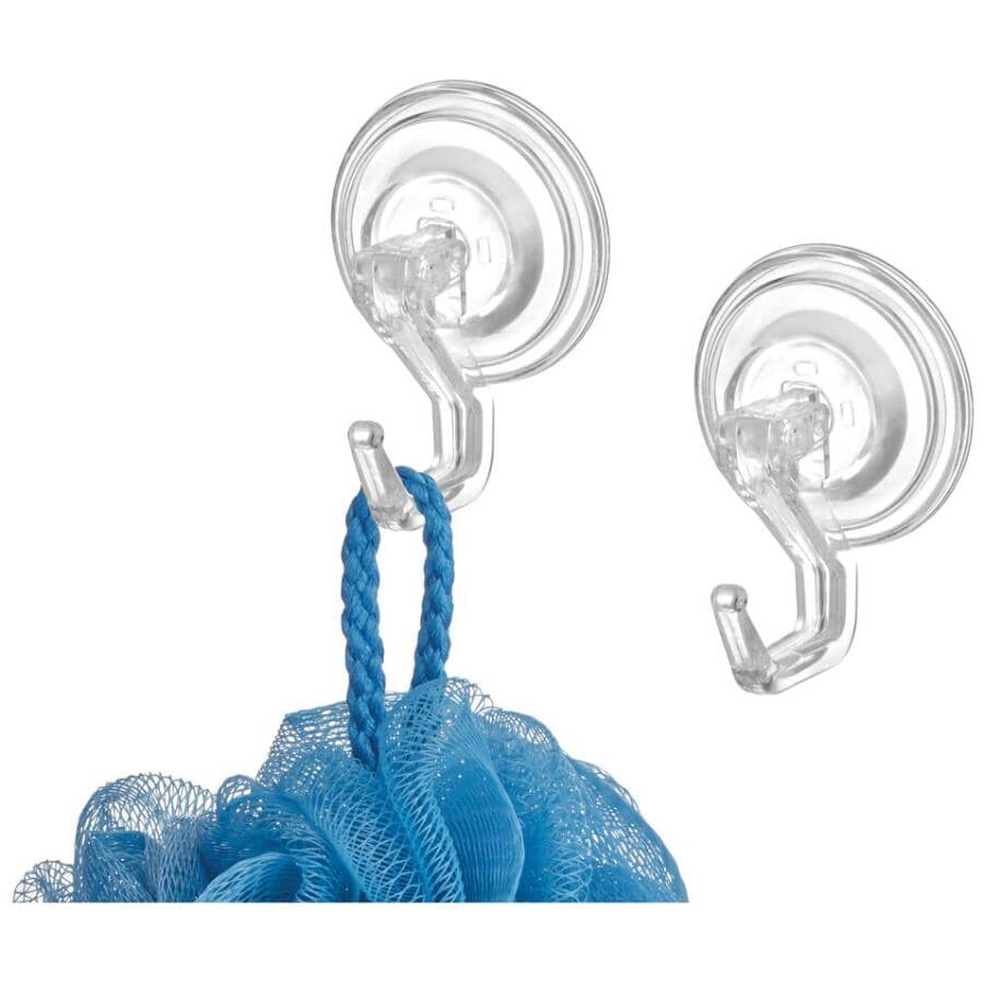 PowerLock Suction Cup Robe Hooks - Clear, 2 Pack