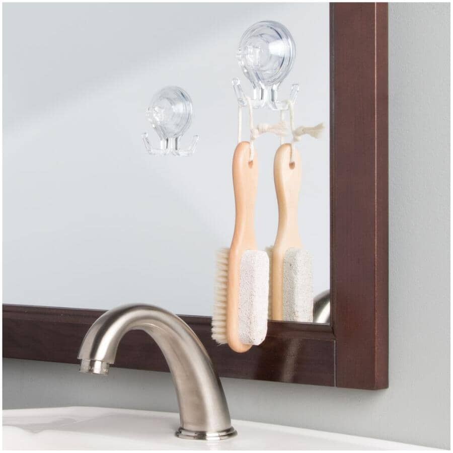 PowerLock Suction Cup Robe Hooks - Clear, 2 Pack