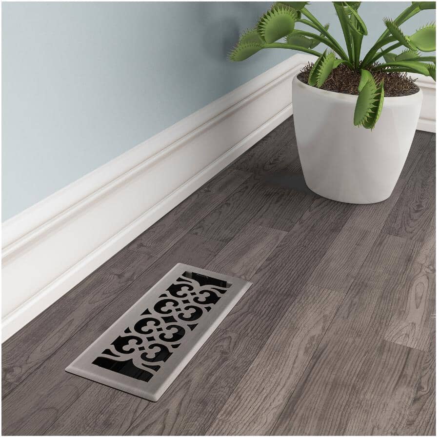 3" x 10" Brushed Nickel Victoria Floor Register