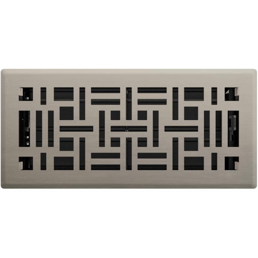 4" x 10" Brushed Nickel Arts and Crafts Floor Register