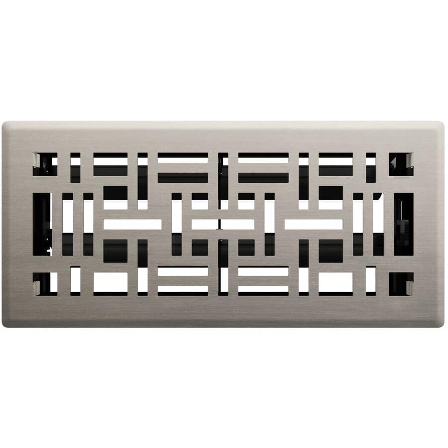 4" x 10" Brushed Nickel Arts and Crafts Floor Register