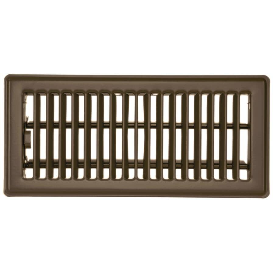 4" x 10" Louvered Floor Register - Chocolate Brown