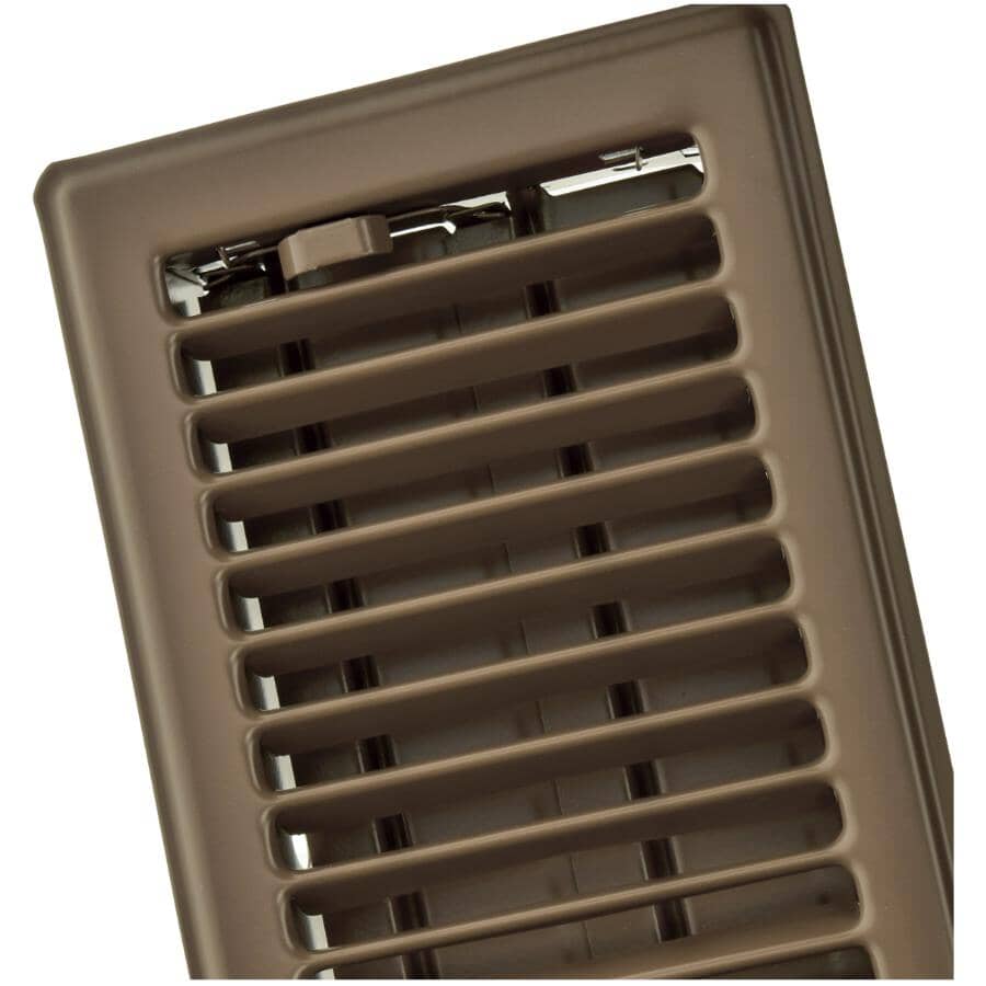 4" x 10" Louvered Floor Register - Chocolate Brown