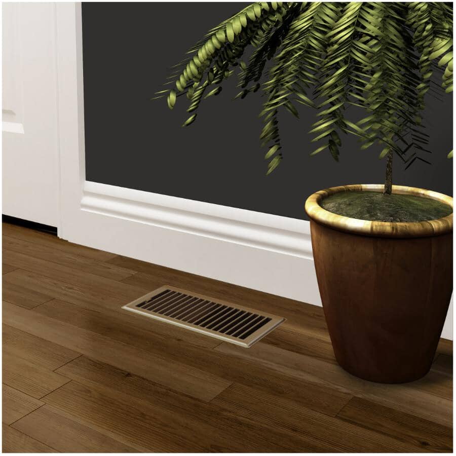 4" x 10" Louvered Floor Register - Chocolate Brown