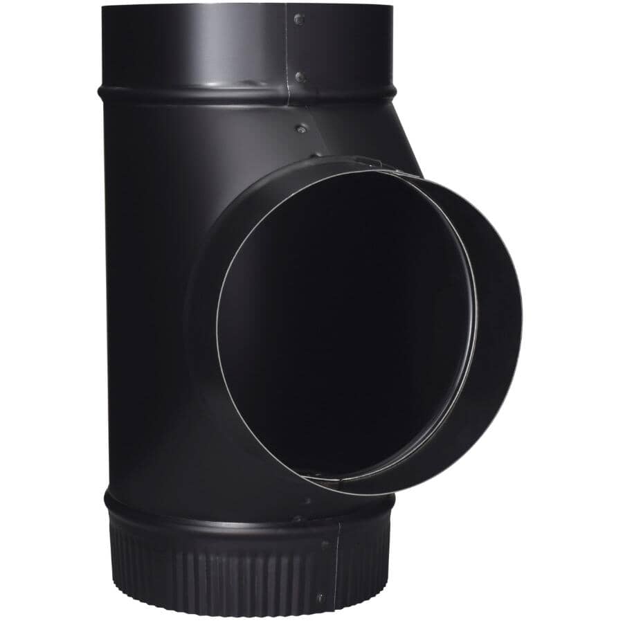 6" Diameter 24 Gauge Black Stove Pipe Tee