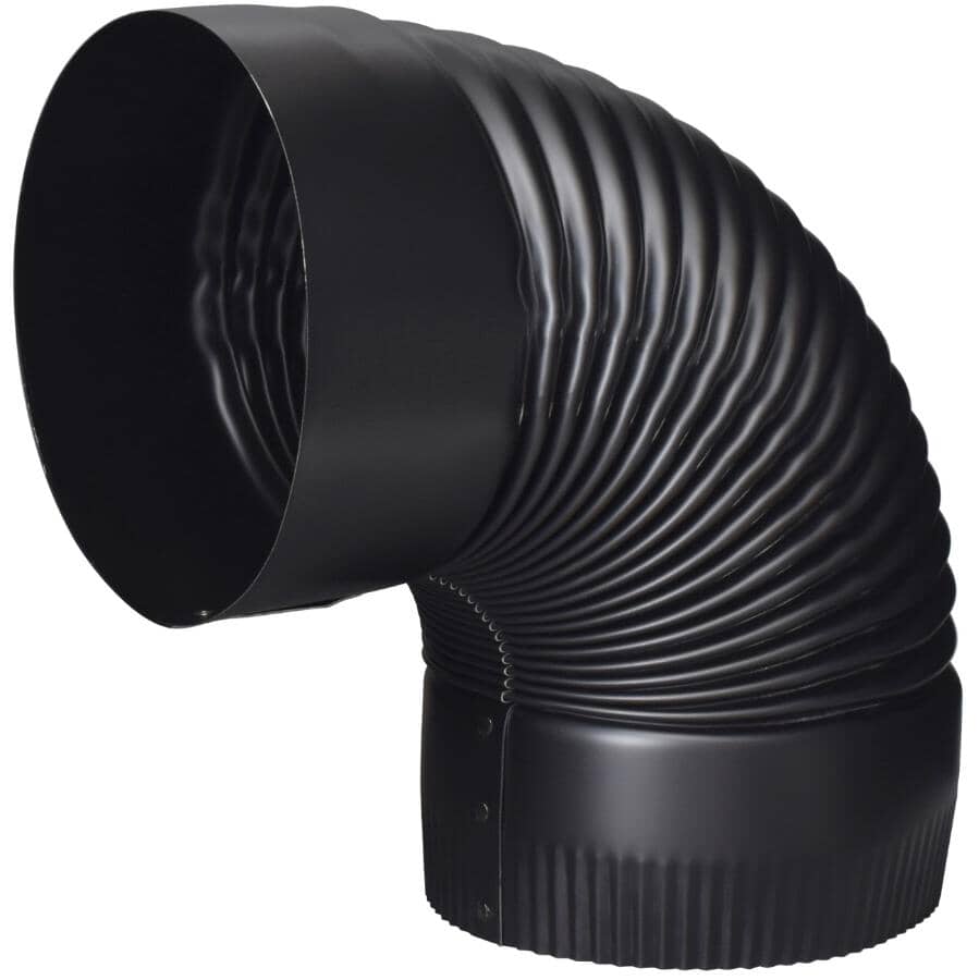 6" Diameter 90 Degree 24 Gauge Black Crimped Elbow