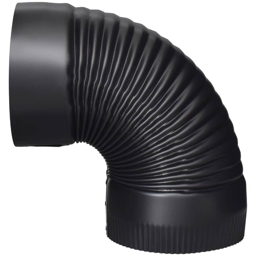 6" Diameter 90 Degree 24 Gauge Black Crimped Elbow