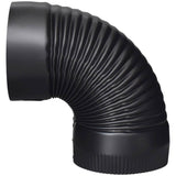 6" Diameter 90 Degree 24 Gauge Black Crimped Elbow