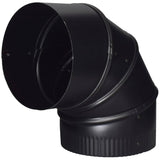 7" Diameter 90 Degree 24 Gauge Black Adjustable Elbow