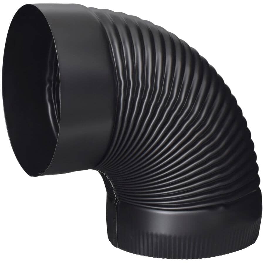 7" Diameter 90 Degree 24 Gauge Black Crimped Elbow