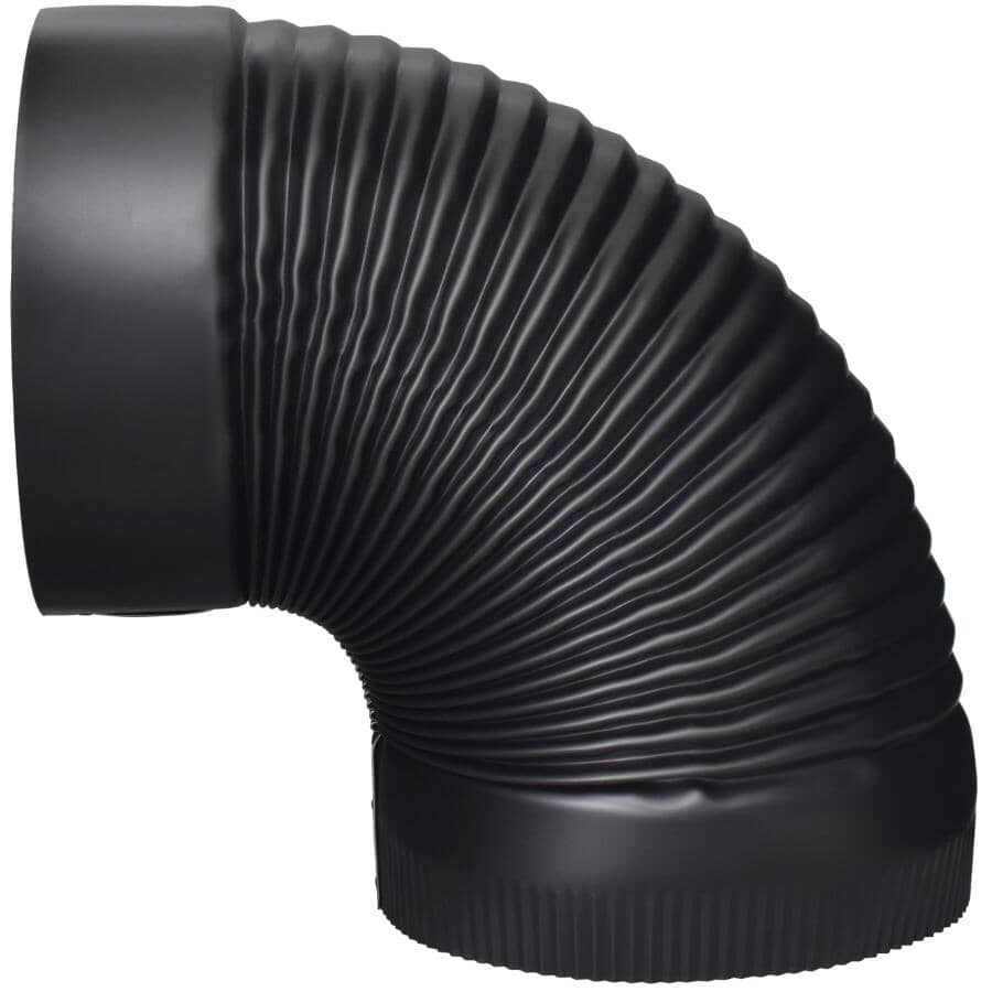 7" Diameter 90 Degree 24 Gauge Black Crimped Elbow