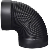 7" Diameter 90 Degree 24 Gauge Black Crimped Elbow