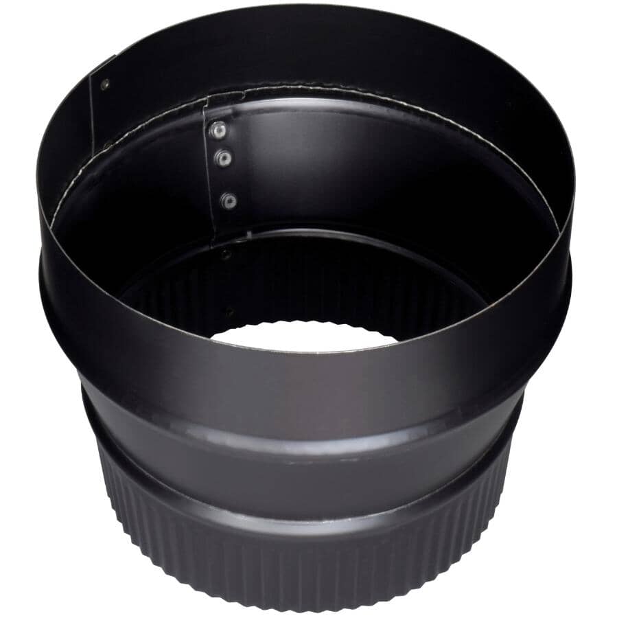 7" Plain x 6" Crimp 24 Gauge Black Stove Pipe Reducer