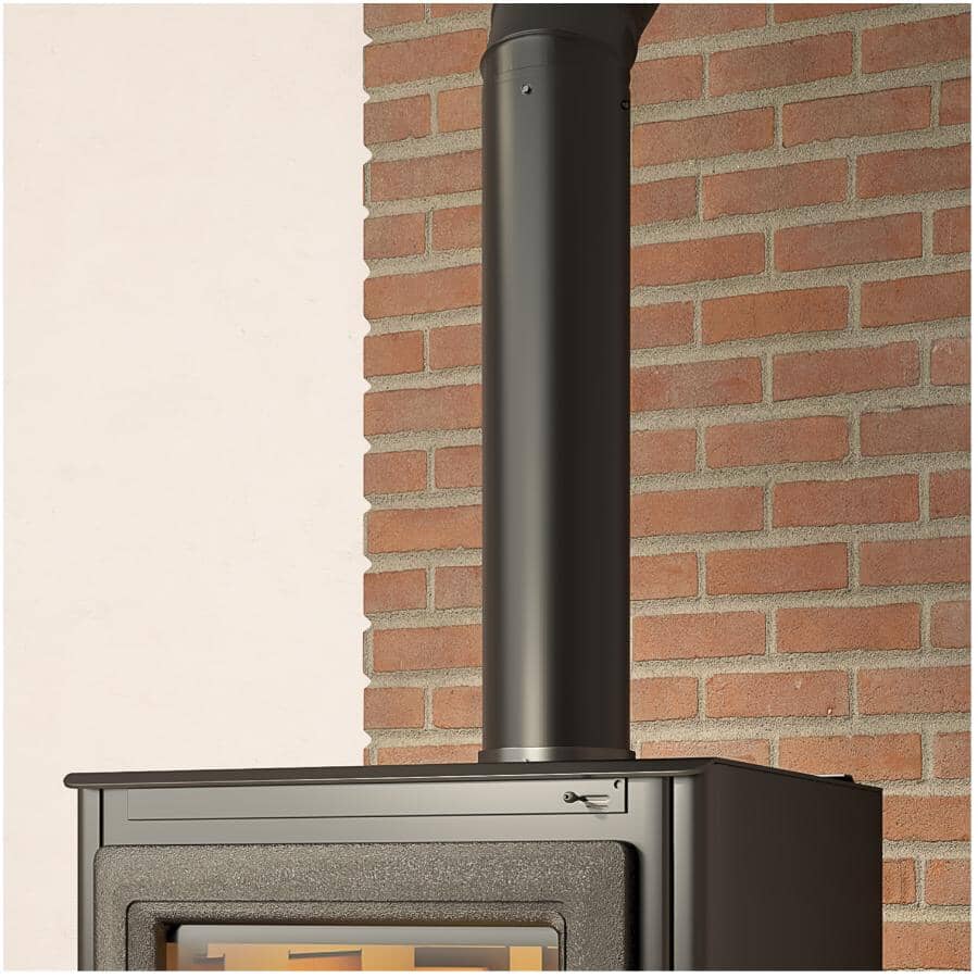 8" Diameter x 12"L 24 Gauge Black Stove Pipe