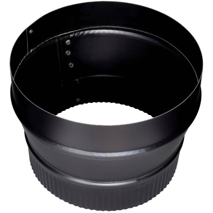 8" Plain x 7" Crimp 24 Gauge Black Stove Pipe Reducer