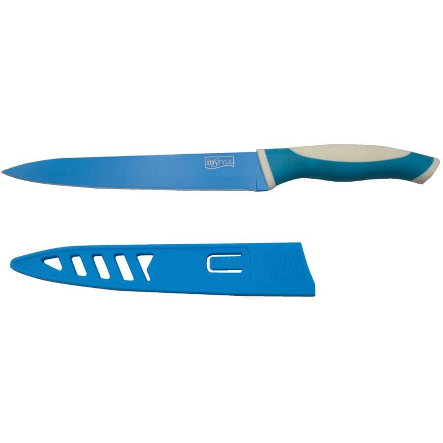 Carving Knife with Sheath - Light Blue, 8"