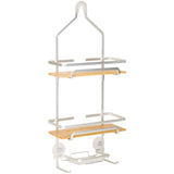 Bamboo 2 Tier Shower Caddy - with Soap Dish, Silver