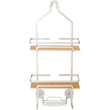 Bamboo 2 Tier Shower Caddy - with Soap Dish, Silver