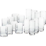 Clear Finish Cooler Glass Set - Assorted Sizes, 16 pack