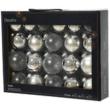 21 Pack Bauble Glass Ornaments - Silver