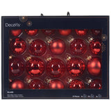 21 Pack Bauble Glass Ornaments - Red