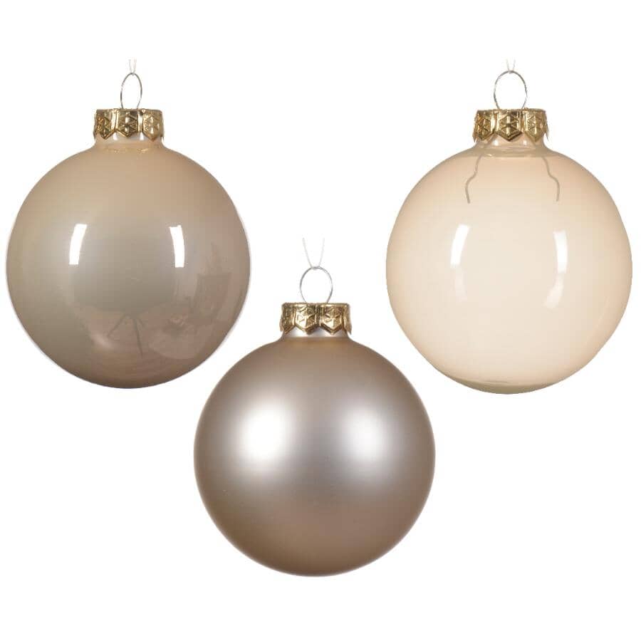 21 Pack Bauble Glass Ornaments - Pearl